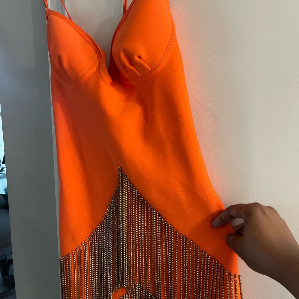 Fashion Nova Orange Backless Dress